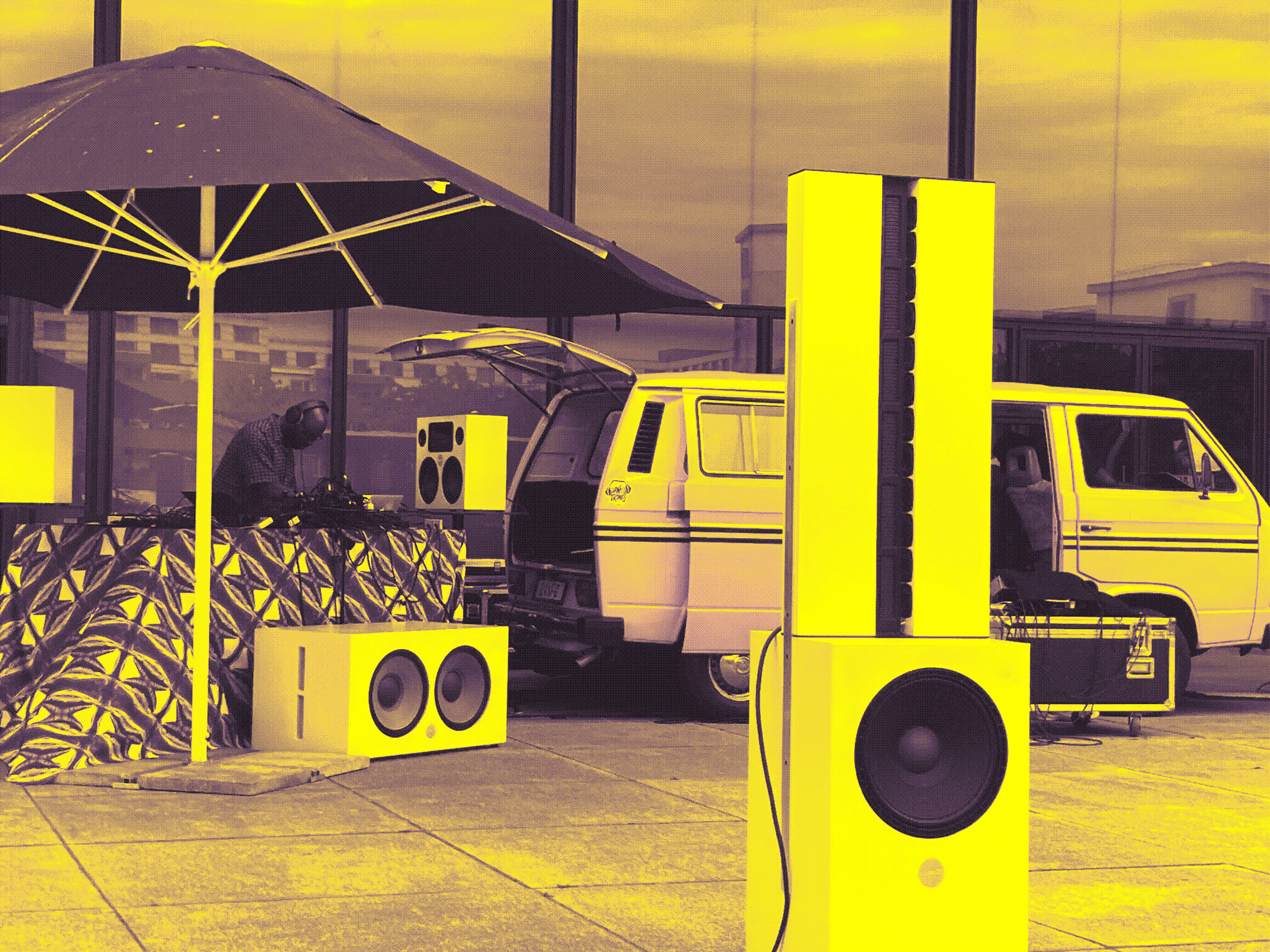 DJing behind the Volkswagon Vanagon and plenty of speakers