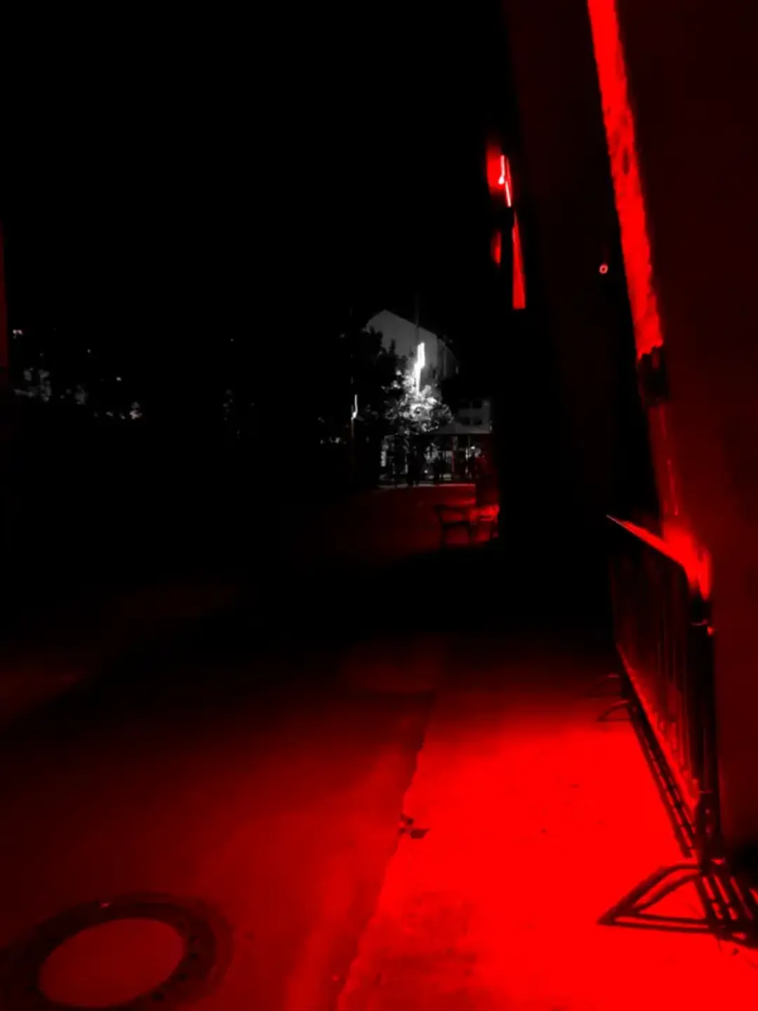 Red lights, liminal space, outside tresor